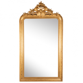 Très grand miroir en bois doré et...