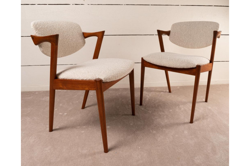 8 Scandinavian solid teak chairs fully restored