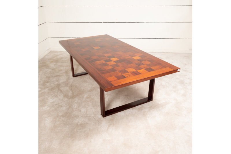 Scandinavian coffee table in rosewood marquetry 1960