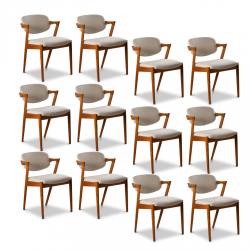 12 Scandinavian solid oak chairs 1960
