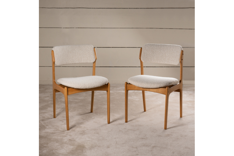 12 Scandinavian light oak chairs 1960