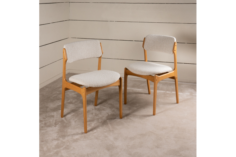 12 Scandinavian light oak chairs 1960