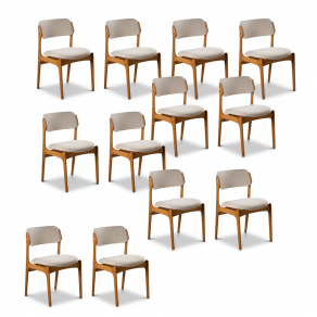 12 Scandinavian light oak chairs 1960