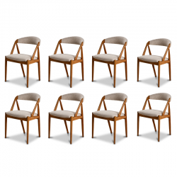 8 Scandinavian light oak chairs 1960
