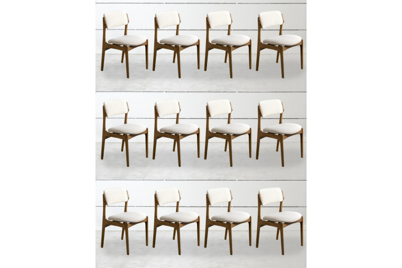Chaise scandinave en chêne massif années 60 X8
