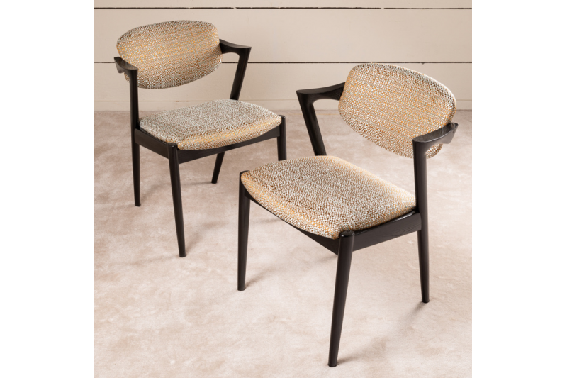 Bel ensemble de 8 chaises scandinaves « black oak » 1960