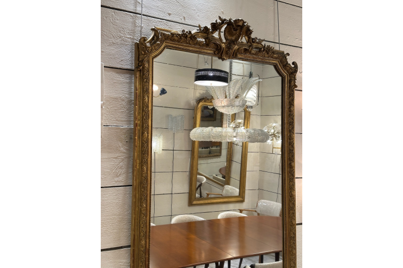 Grand Miroir de cheminée français du XIXe H. 160 cm