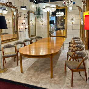 Set of 10 light oak chairs by Kai...