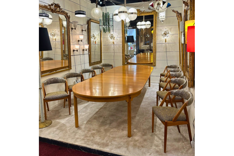 Set of 10 light oak chairs by Kai Kristiansen