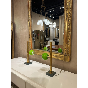 Pair of lamps in gilded brass and...