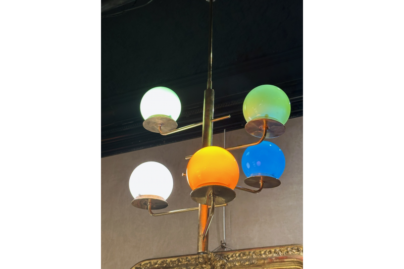 1970 Italian Murano colored glass chandelier