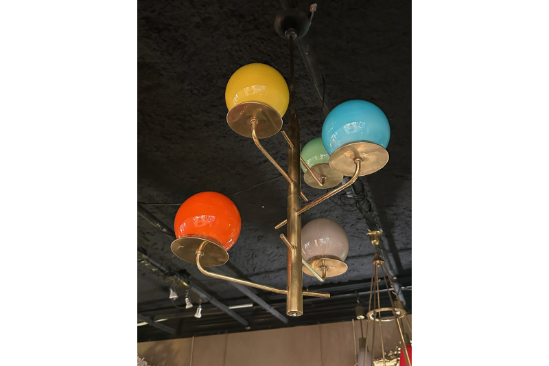 1970 Italian Murano colored glass chandelier
