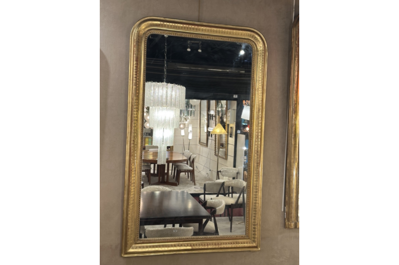 Miroir français en bois doré avec décor à croisillons du XIXème