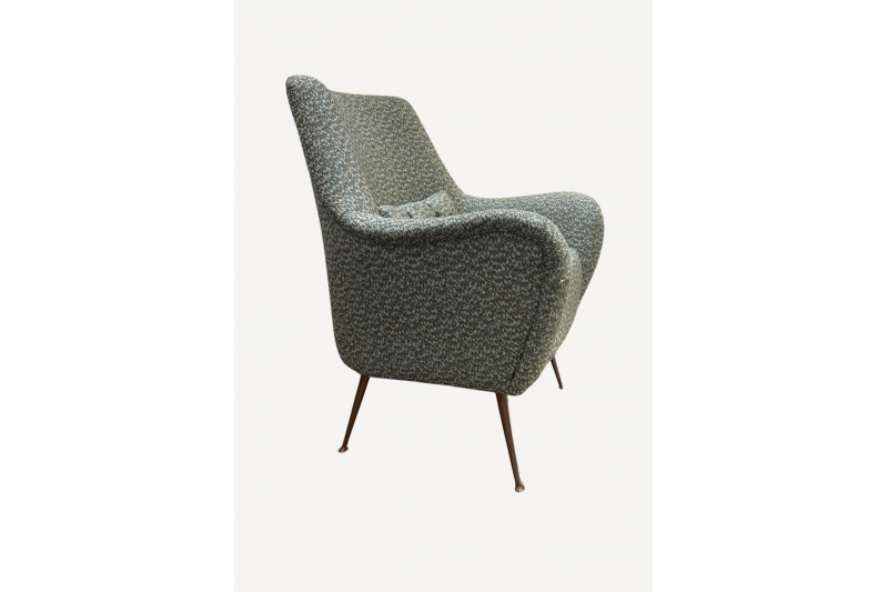 Pair of small armchairs, fully restored with Maison Rubelli fabric and high-end finishes.