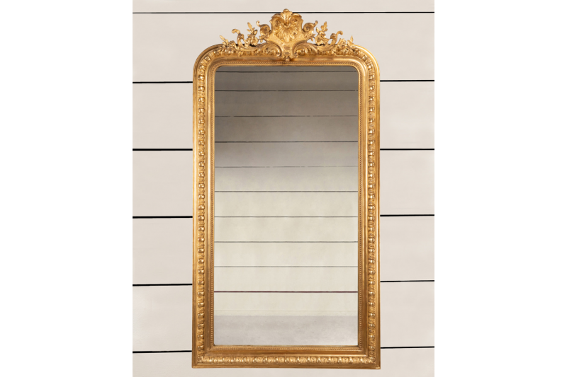 Miroir en bois doré et sculpté décor à godrons - Louis Philippe XIXe