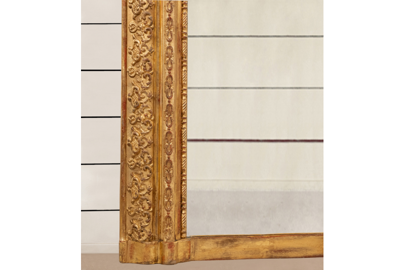 Very large gilded wooden mantel mirror - Napoléon III