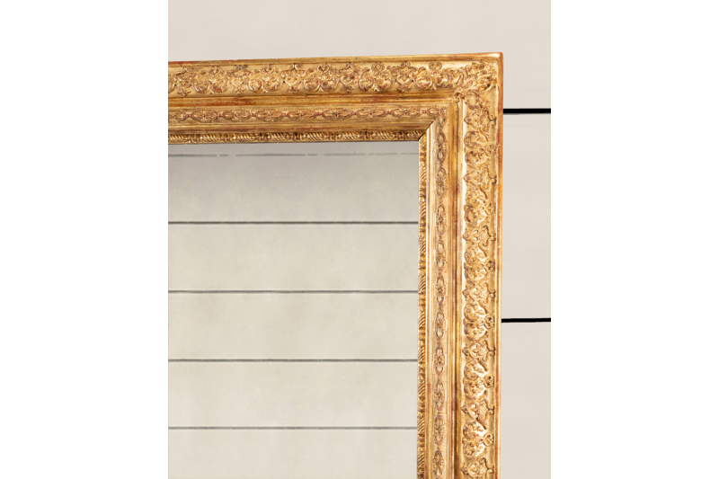 Très large miroir de cheminée en bois doré - Napoléon III