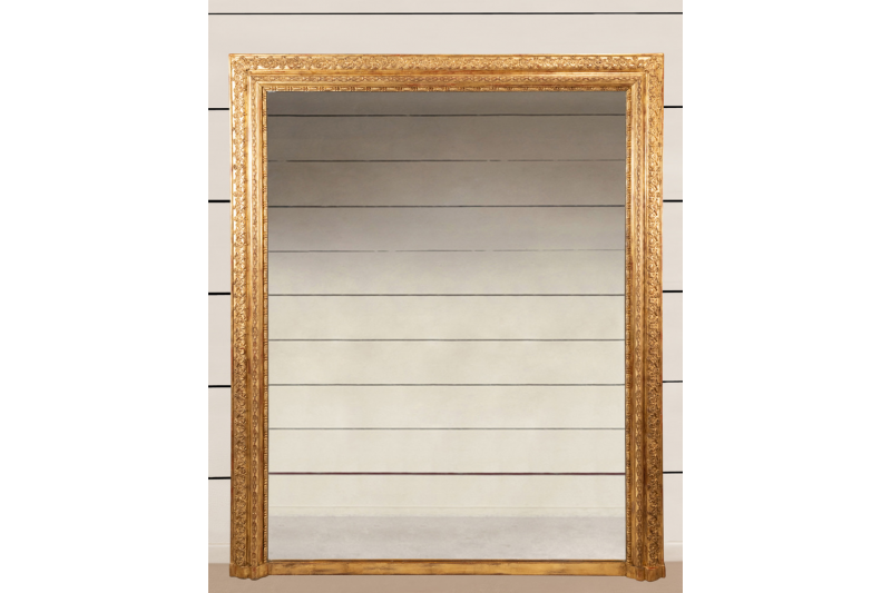 Très large miroir de cheminée en bois doré - Napoléon III
