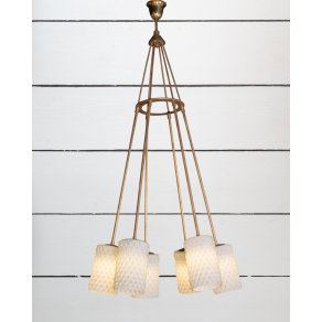 Lustre 6 branches, verre de Murano -...