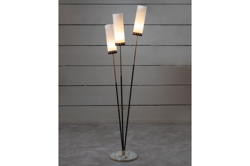 Lampadaire italien, 3 branches, 1970