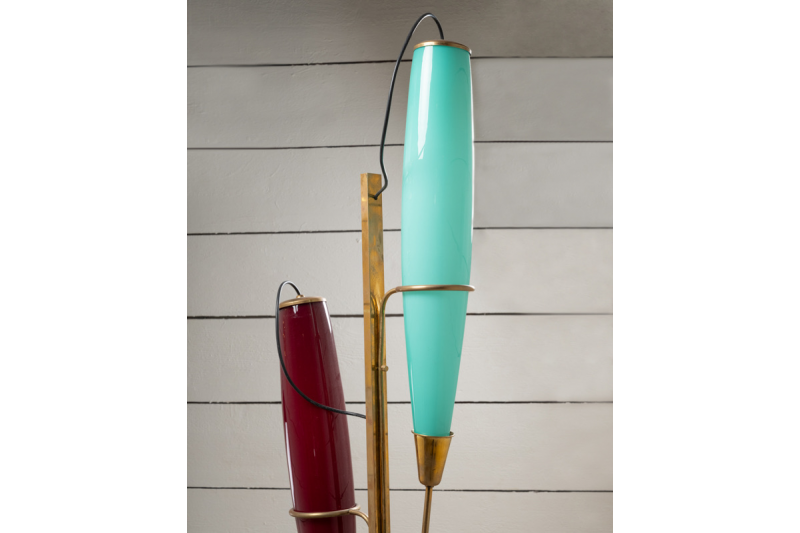 Large Italian Floor Lamp in Blue and Red - 1970