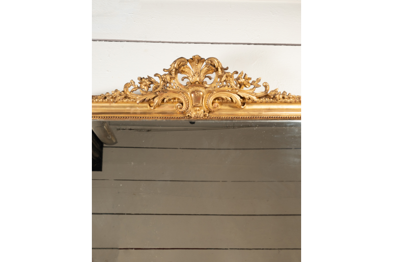 Elegant miroir de cheminée en bois doré, Louis Philippe XIXe, H.162 L.115