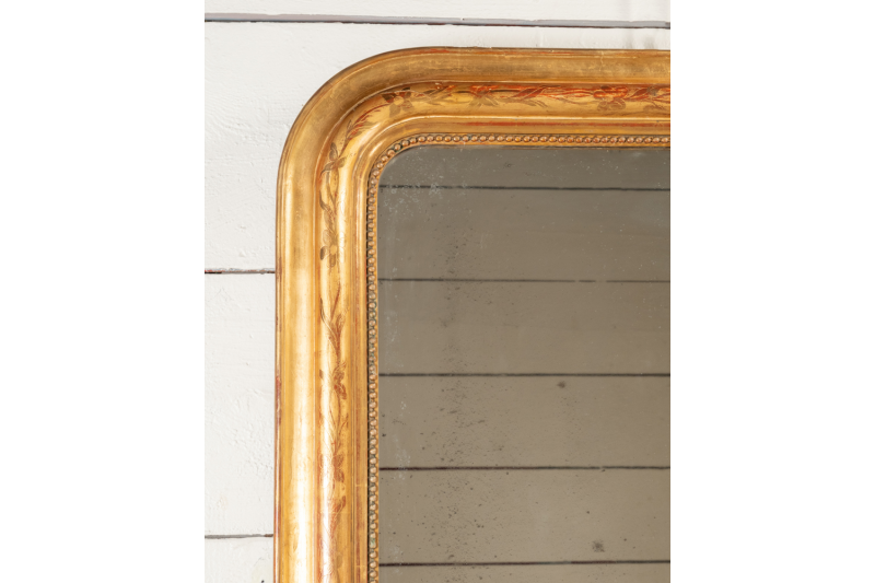 Louis Philippe style mantel mirror in giltwood, H.141 W.87