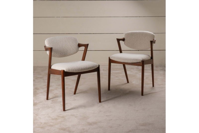 Six fully restored Scandinavian teak chairs in a walnut finish - 1960