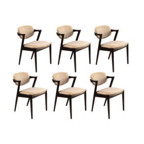 Six Scandinavian oak chairs with a...
