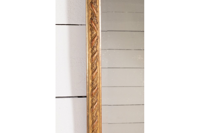 Large golden wood mirror Louis XVI style H.192 L.104 cm