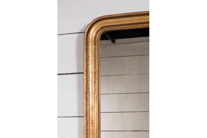 Miroir de cheminée en bois doré H. 151 L.110 cm