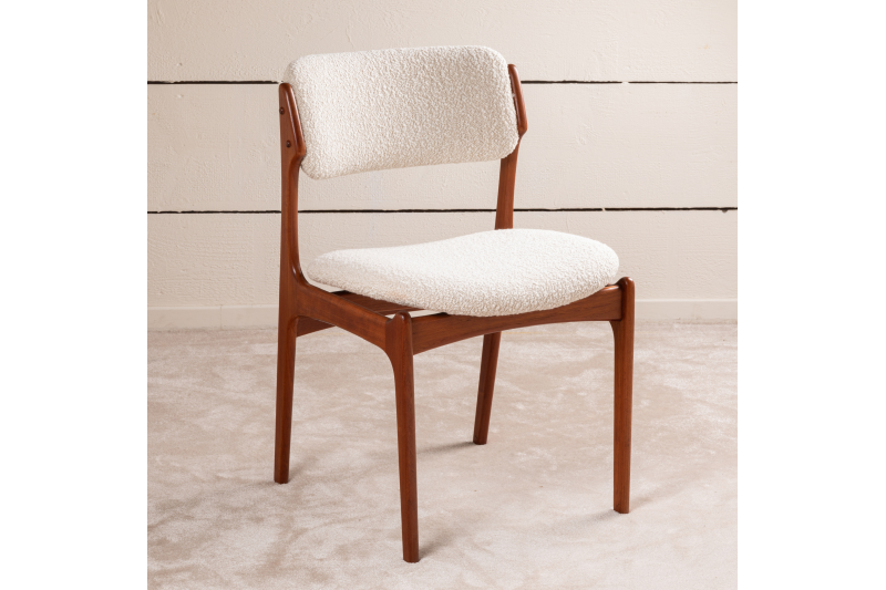 1960 large set of 12 dining chairs fully restored with a high end fabric and finish