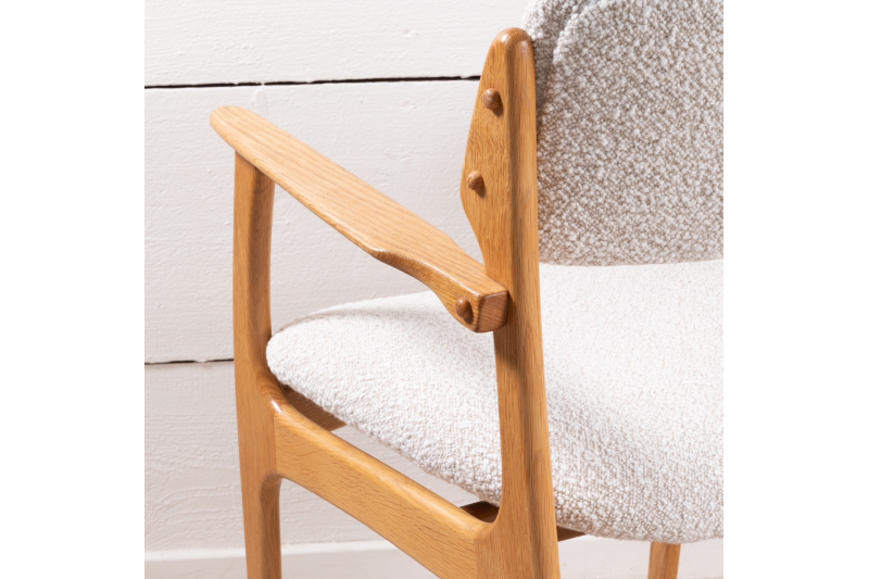 Pair of Scandinavian solid oak armchairs fully restored